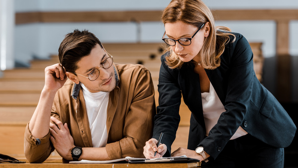 Decorative picture: Two people sitting at a computer