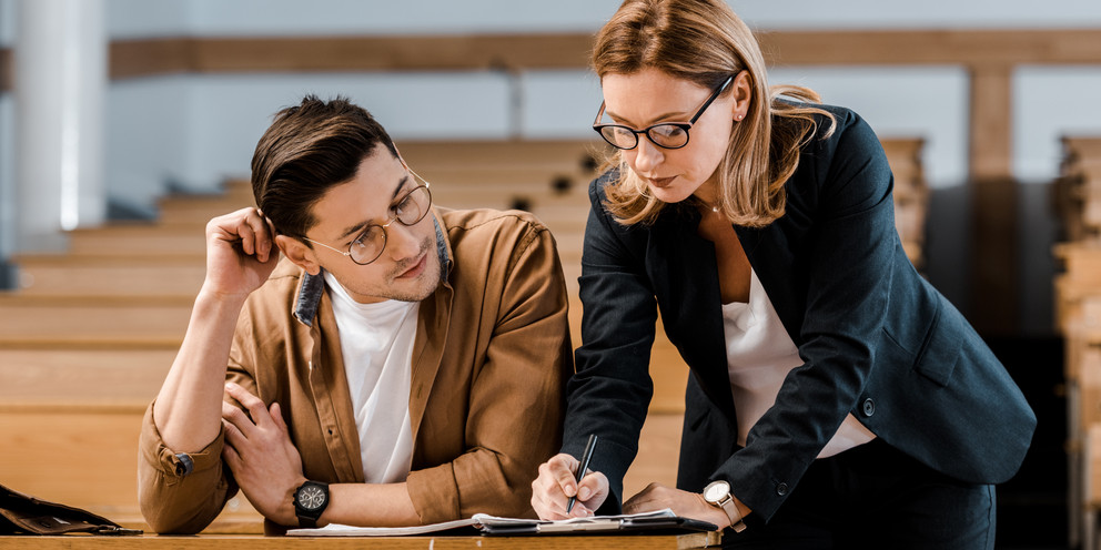 Decorative picture: Two people sitting at a computer